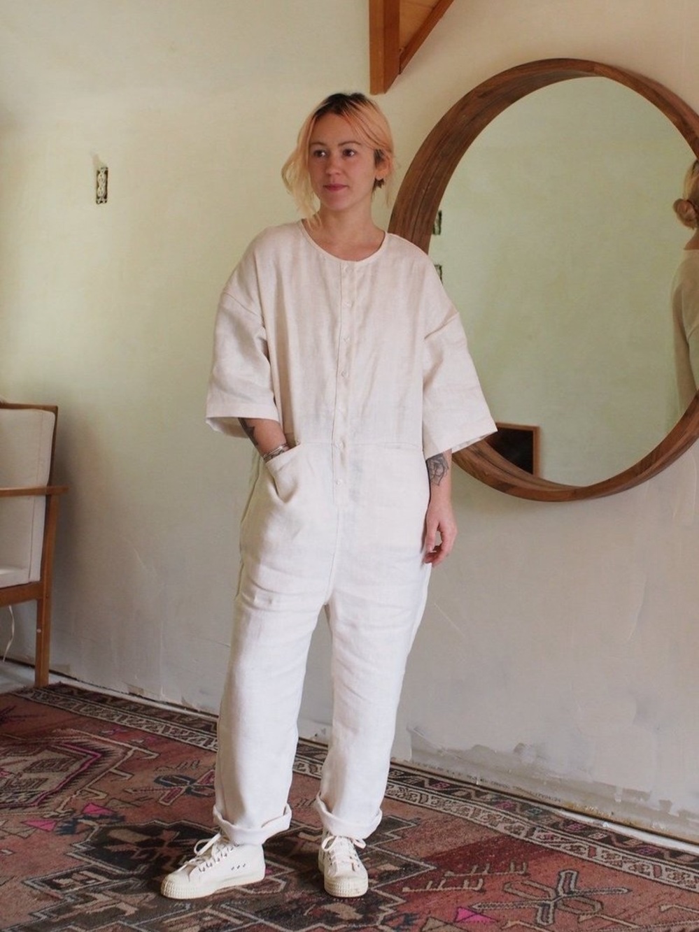 Beaton Linen Utility Jumpsuit Cloud - Women’s Small Cream off-white Jumpsuit